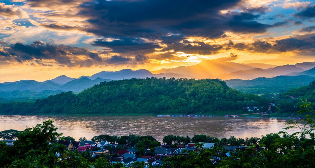 Phousi Mountain sunset in luang prabang Laos Travel