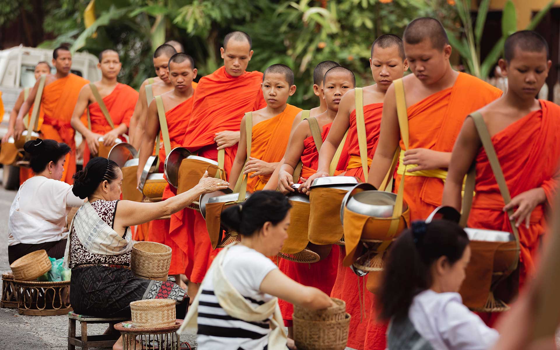 Alms – giving ceremony in Luang Prabang