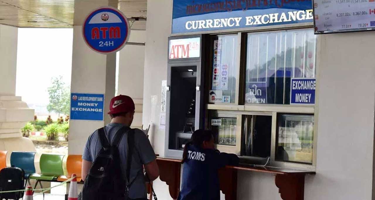 Currency exchange shop in Laos