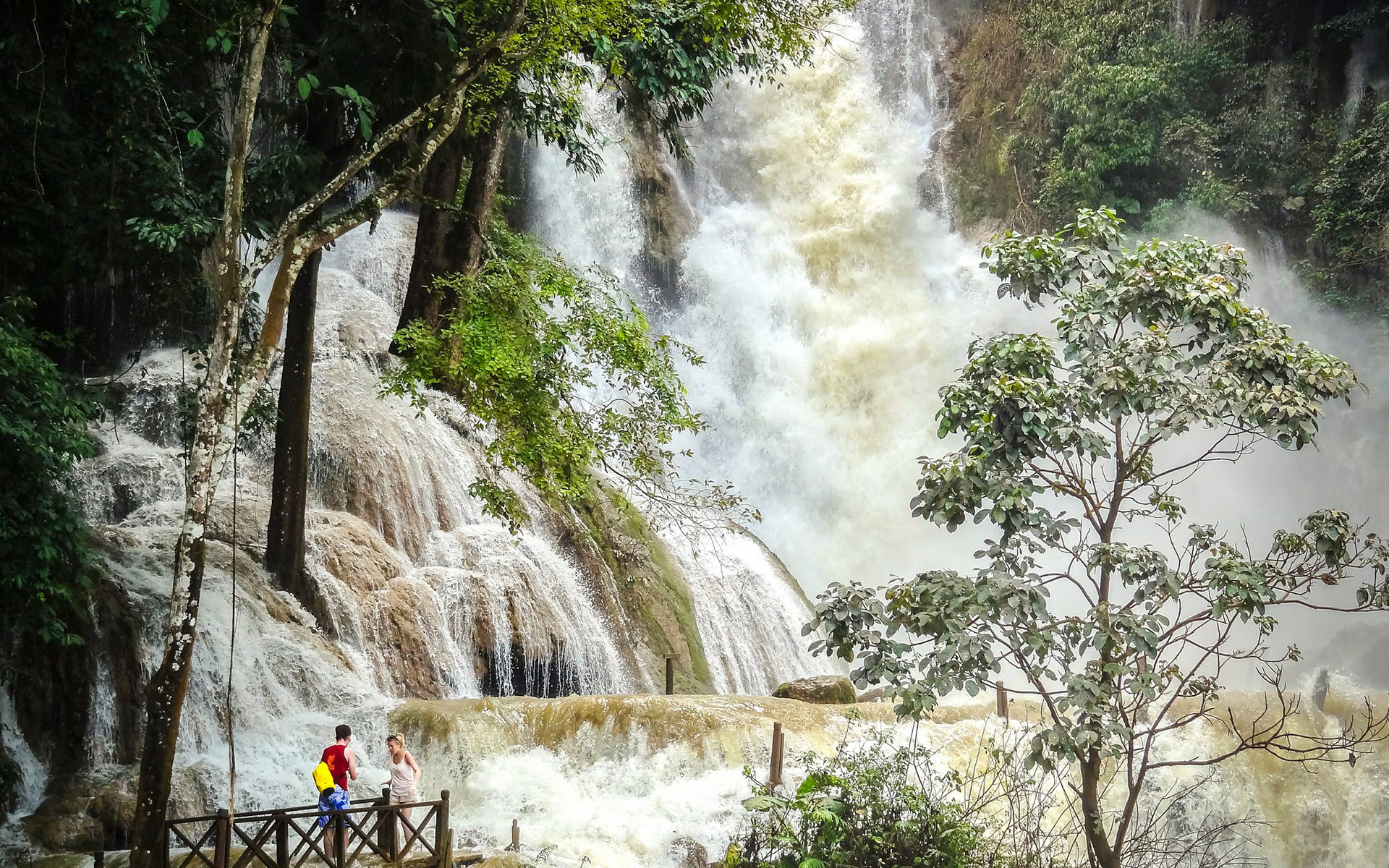 Tat Kuang Si Waterfall in rainy season